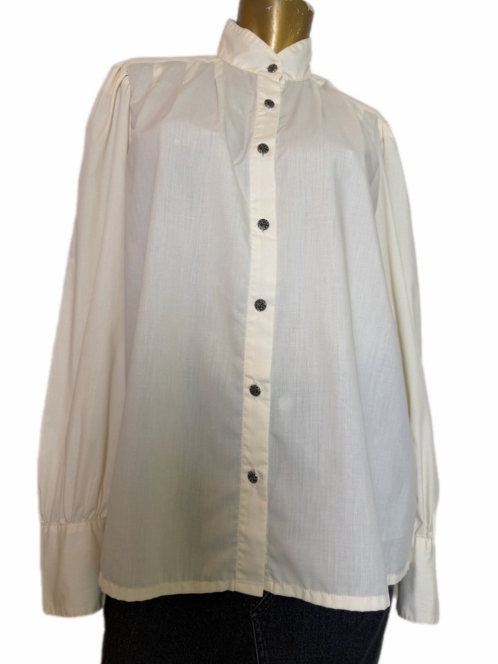 Vintage Wah Maker Western Cotton Button-down top XL Ivory Prairie Victorian USA